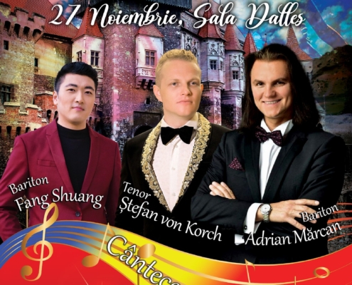 DULCE ROMÂNIE – Concert dedicat Zilei Naţionale cu tenorul ŞTEFAN von KORCH, ADRIAN MĂRCAN şi FANG SHUANG pe 27 Noiembrie 2024 la Sala Dalles