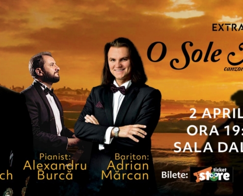 O SOLE MIO – muzică ce atinge sufletele cu tenorul ŞTEFAN von KORCH, baritonul ADRIAN MĂRCAN şi pianistul ALEXANDRU BURCĂ pe 2 aprilie 2025 la Sala Dalles