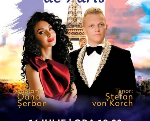 „SOUS LE CIEL DE PARIS” – Rafinamentul muzicii franceze, cu tenorul ŞTEFAN von KORCH şi soprana OANA MARIA ŞERBAN pe 16 iulie 2025 la Sala Dalles