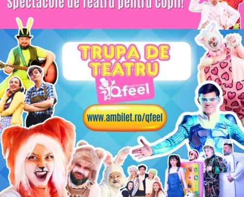 Trupa de Teatru QFeel vă aduce trei spectacole educative și interactive pentru copii, în weekendul 14–15 iunie 2025, la București